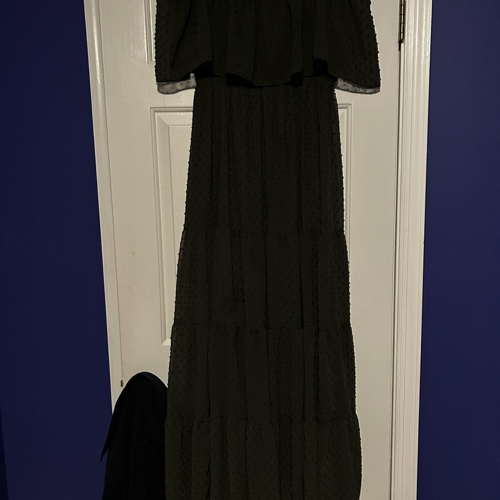 Elegant Olive Green Tiered Maxi Dress